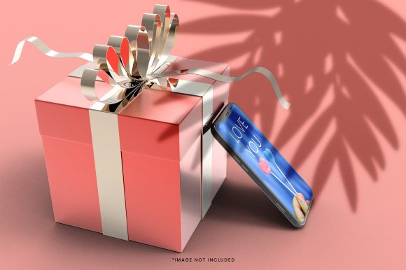 3D Gift Box Mockup with Background
