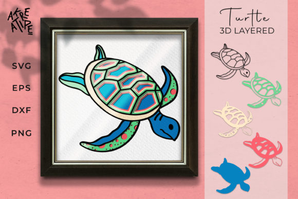 3D Turtle Mandala SVG Layered Turtle