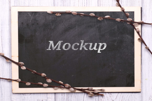 Chalk Board Mockup with Branches Seal