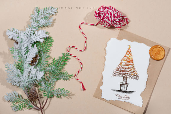 Christmas Envelope and Card Mockup