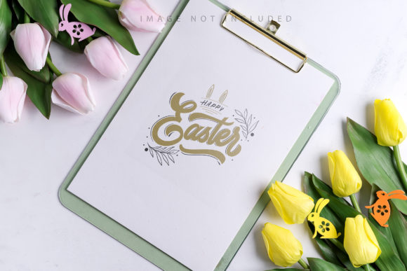 Clipboard Mockup with Easter Tulips