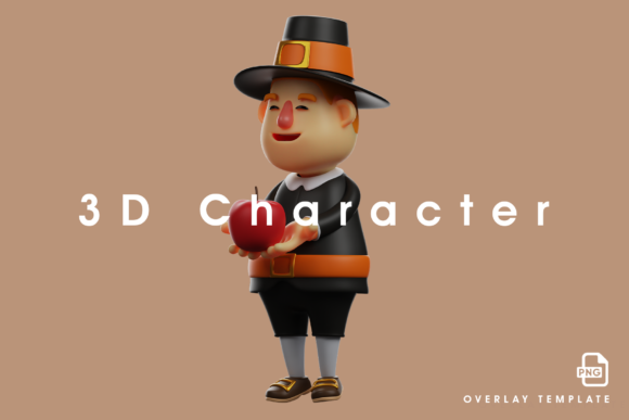 Cute Face Thanksgiving Pilgrim Man 3D: A Friendly, Flexible Asset for Holiday Creativity