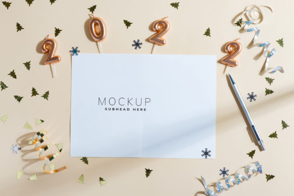 Greeting New Year Card Mockup
