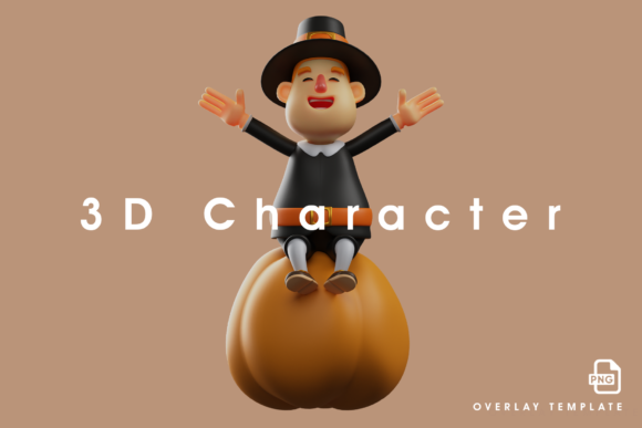 Happy Face Thanksgiving Pilgrim Man 3D