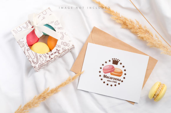 Macaron with Box and Mockup Letter