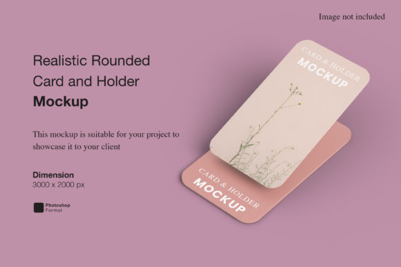 Realistic Rounded Card and Holder Mockup