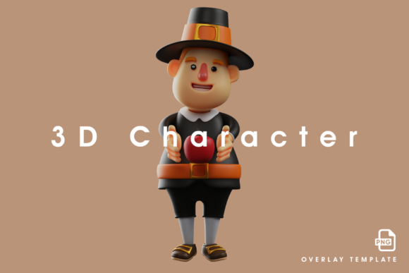 Thanksgiving Pilgrim Man 3D Character